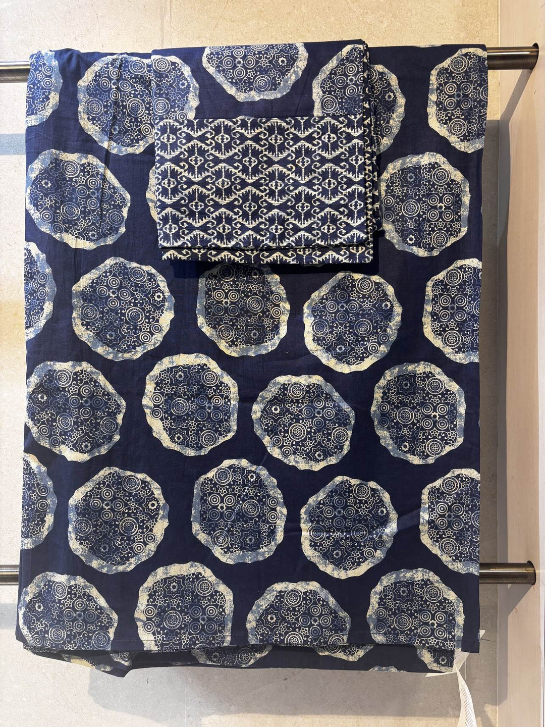 Gulnaar Royale Elite Queen Size (90 x 108 Inches)Indigo Bedsheet (Blue)- 110