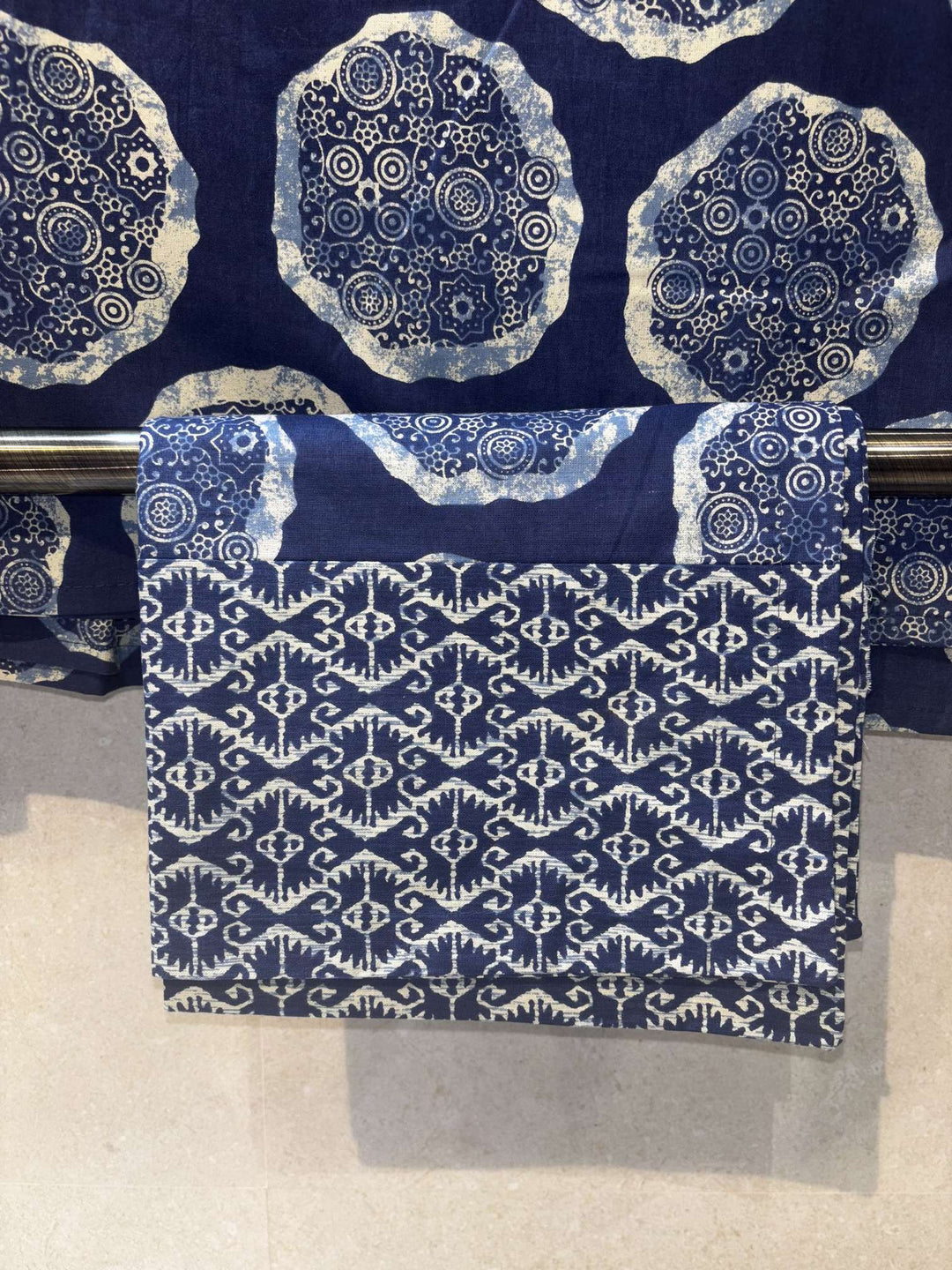 Gulnaar Royale Elite Queen Size (90 x 108 Inches)Indigo Bedsheet (Blue)- 110