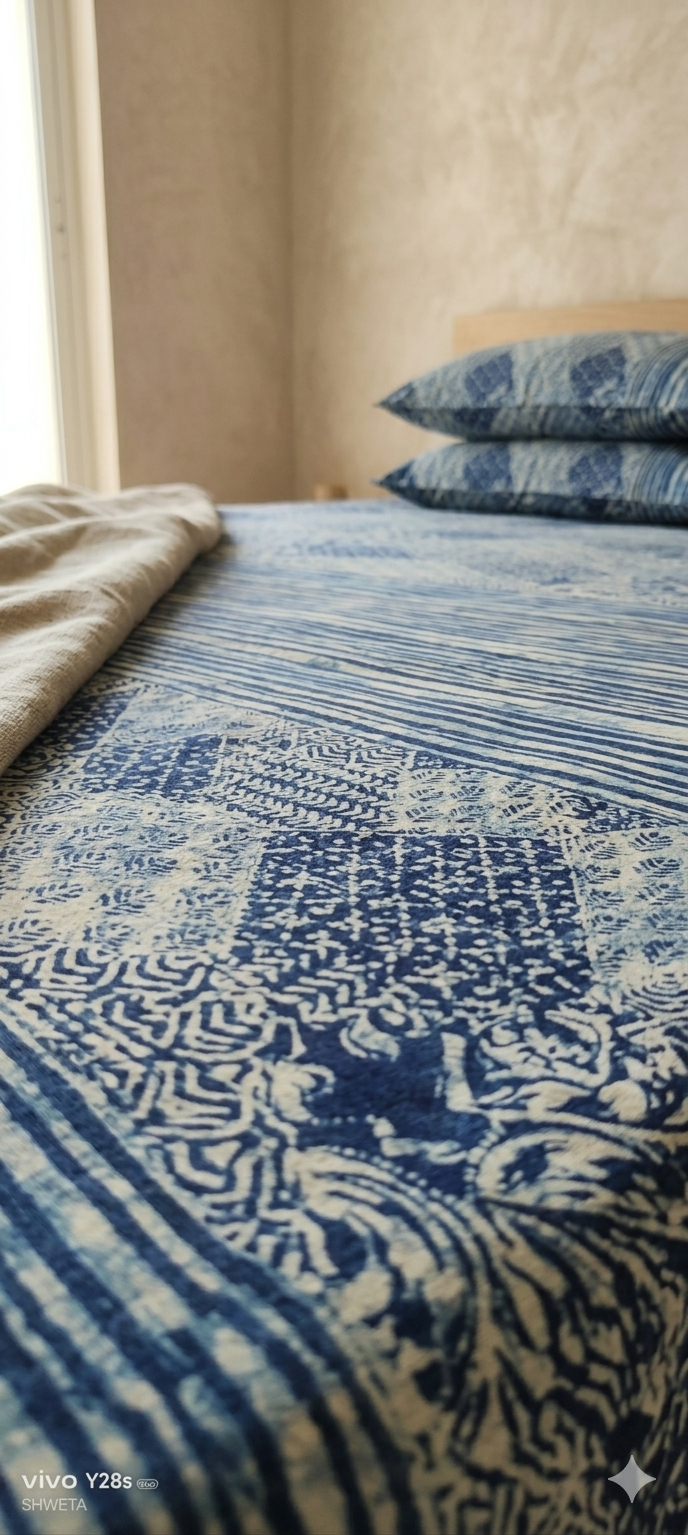 Gulnaar Royale Elite Queen Size (90 x 108 Inches) Bedsheet (Blue)- 109