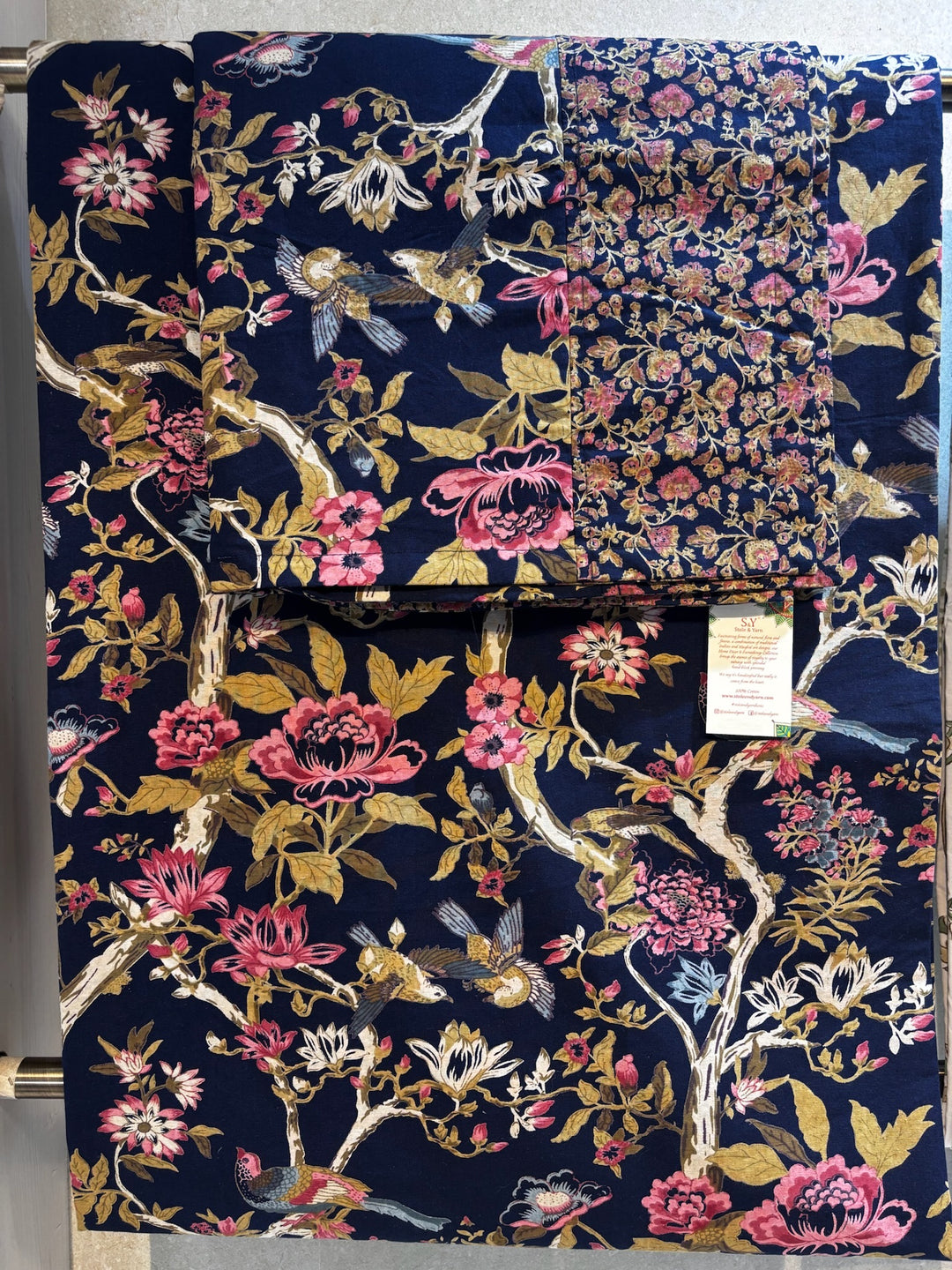 Gulnaar Royale Elite Queen Size (90 x 108 Inches)Bedsheet (Navy Blue)- 124