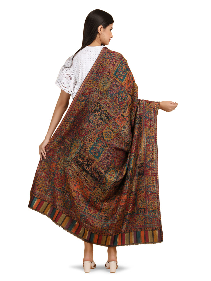 Mughal Darbar 100% Modal Wool Stole  - Black- 306