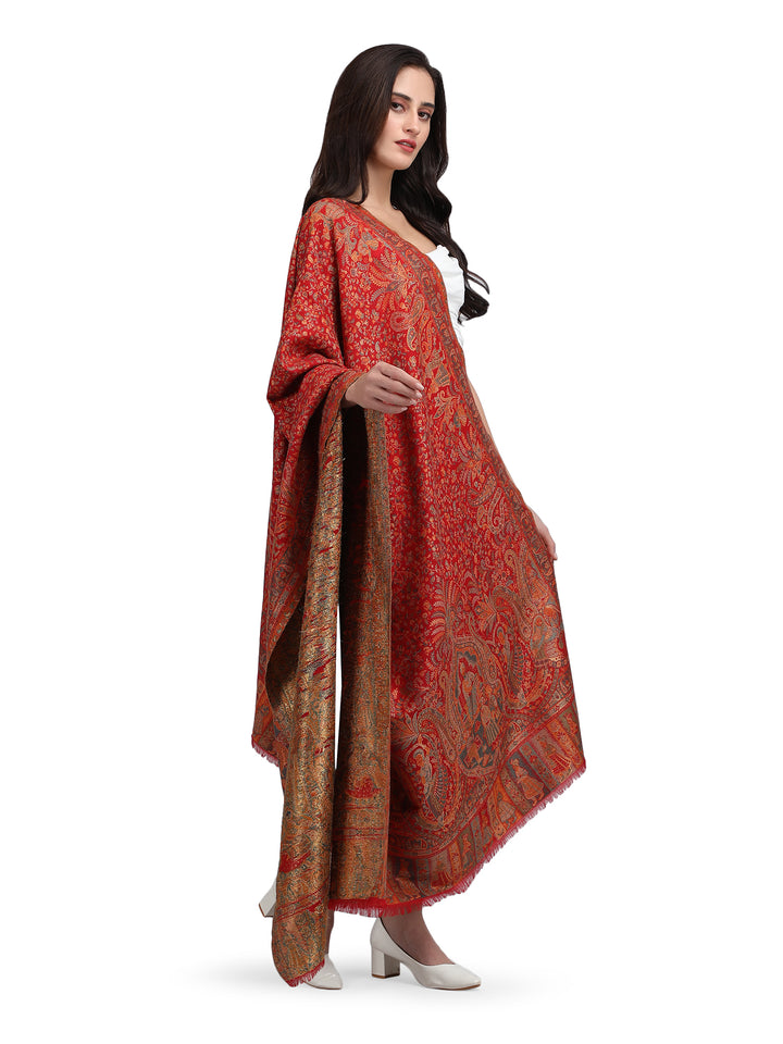 Red Paisely Kani Modal Wool Shawl - 140