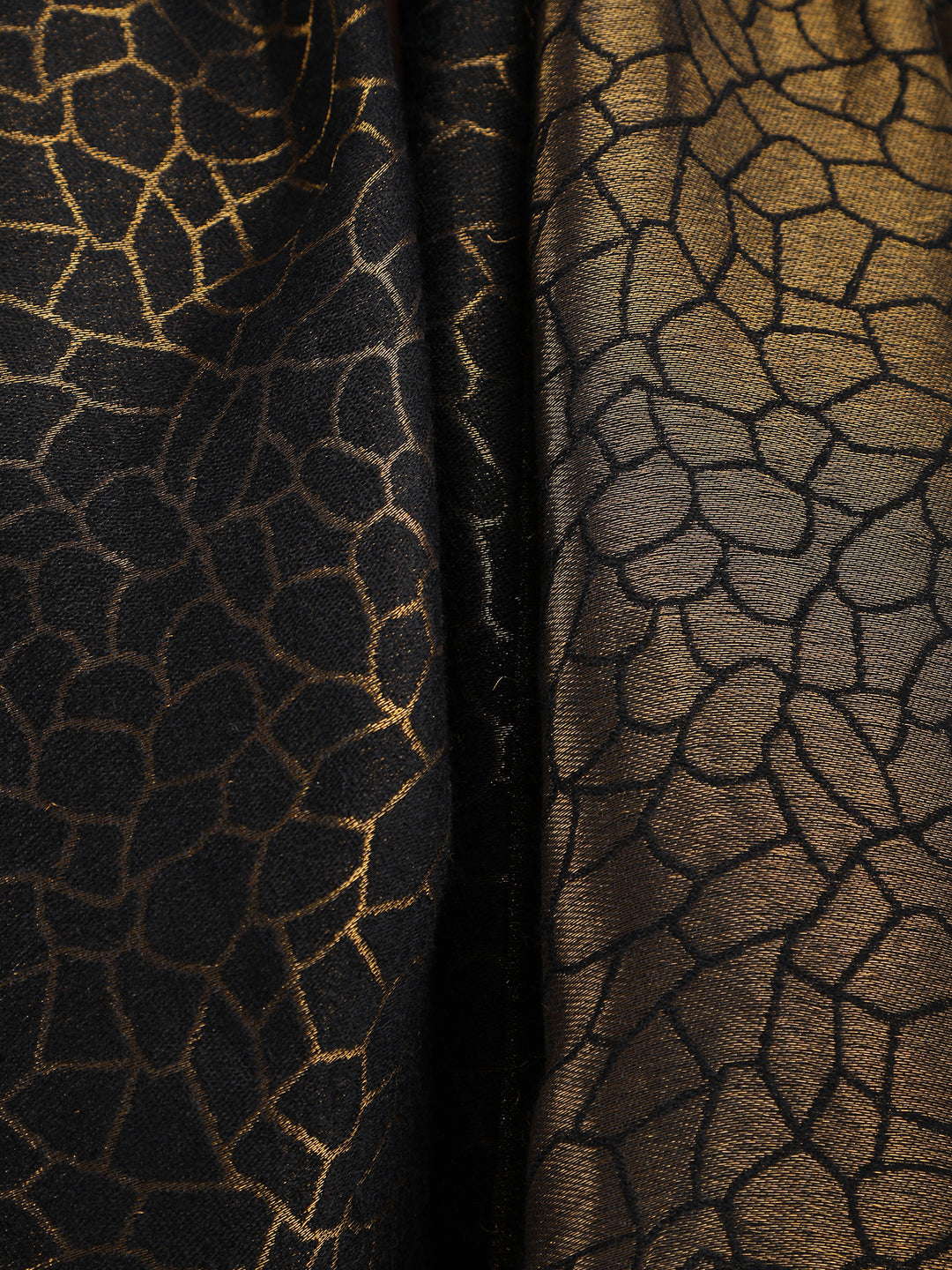 Black Animal Zari Reversible 100% Fine Wool Shawl - 142