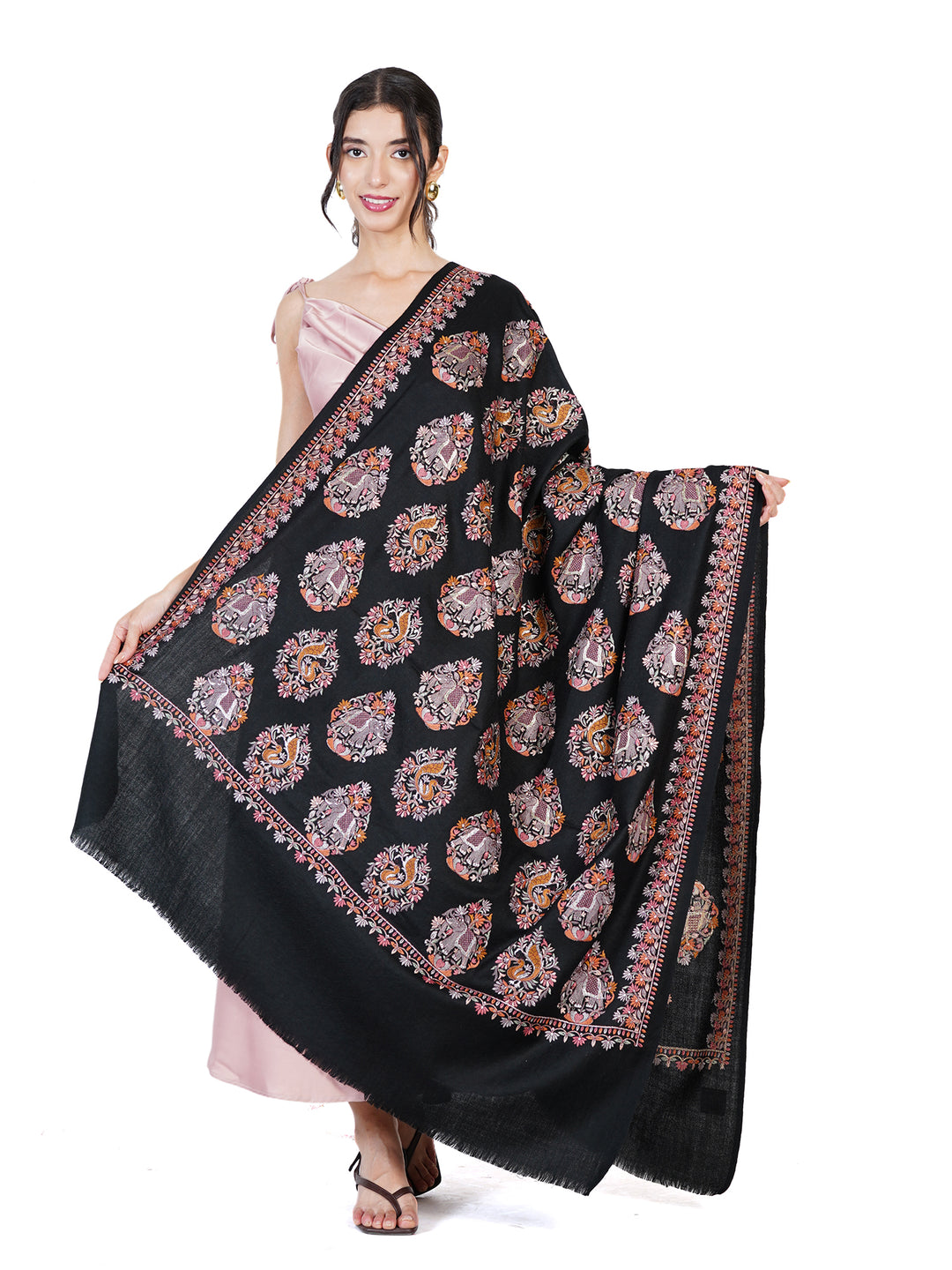 Zari Reversible 100% Fine Wool Shawl-163