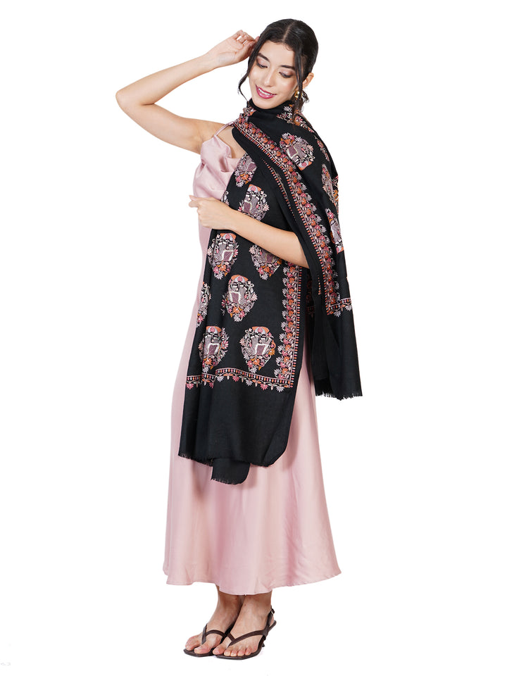 Zari Reversible 100% Fine Wool Shawl-163