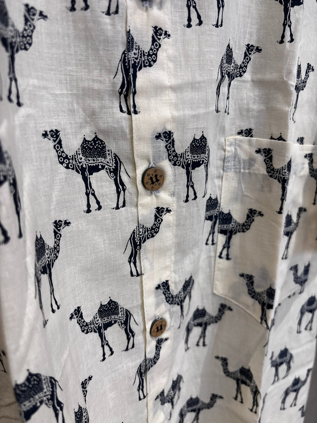 Off White Handblock Printed 100% Cotton Shirt For Men – Regular Fit - 107
