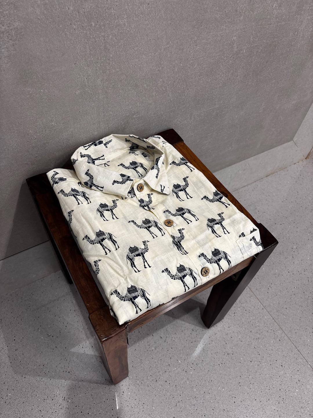 Off White Handblock Printed 100% Cotton Shirt For Men – Regular Fit - 107