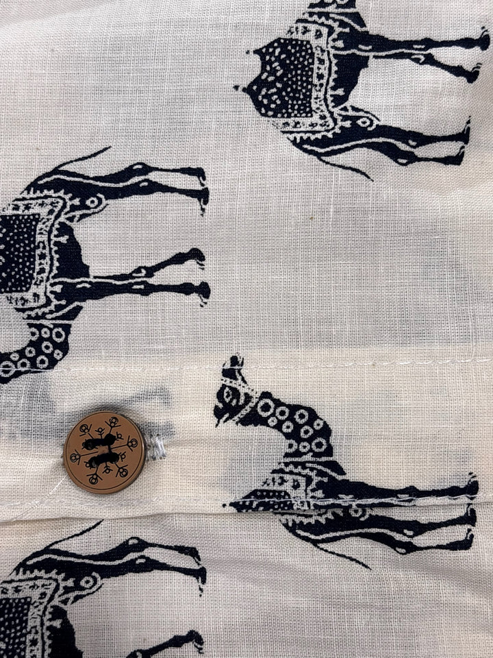 Off White Handblock Printed 100% Cotton Shirt For Men – Regular Fit - 107