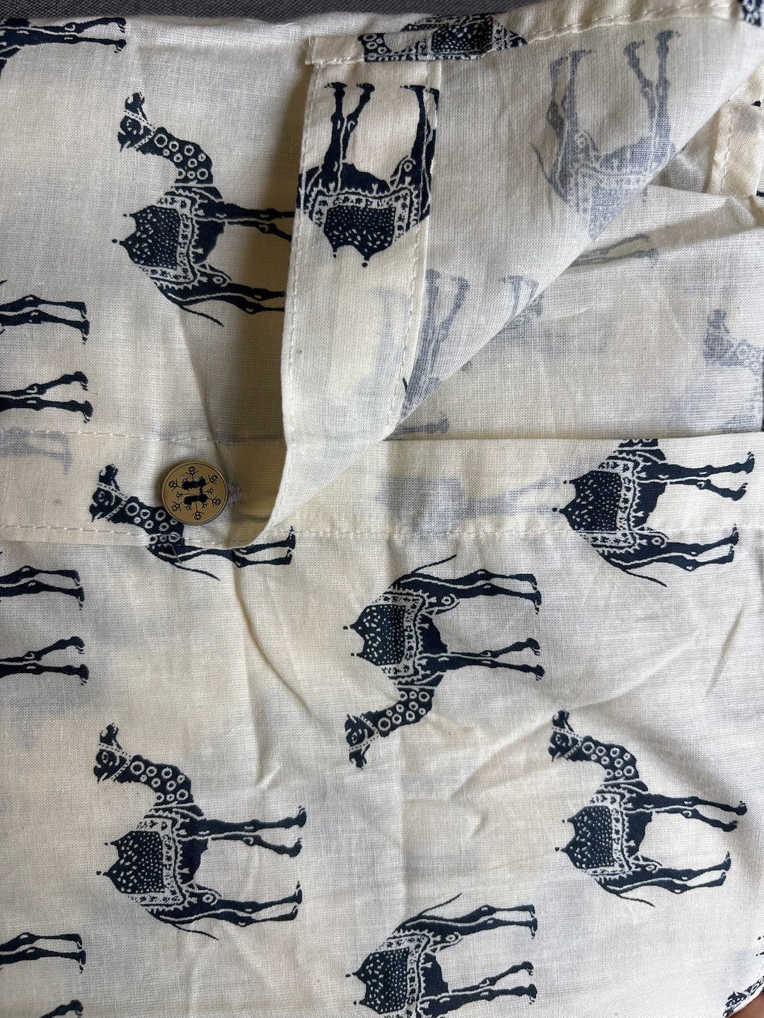 Off White Handblock Printed 100% Cotton Shirt For Men – Regular Fit - 107