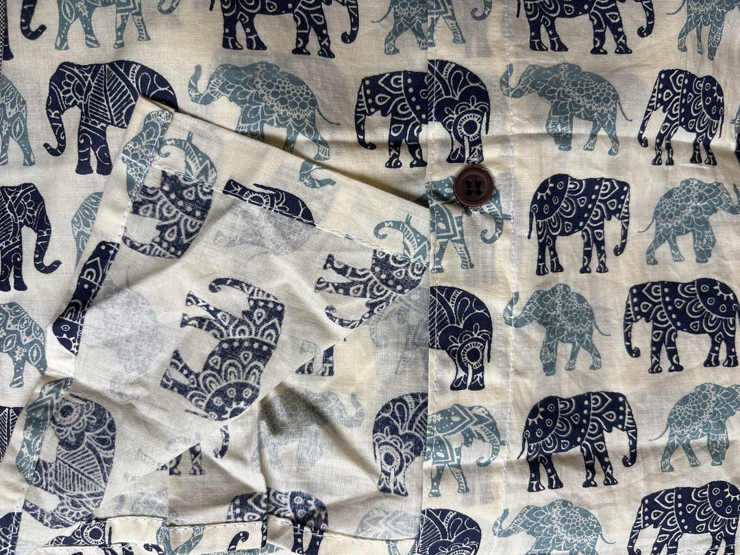 White Handblock Printed 100% Cotton Shirt For Men – Regular Fit - 108