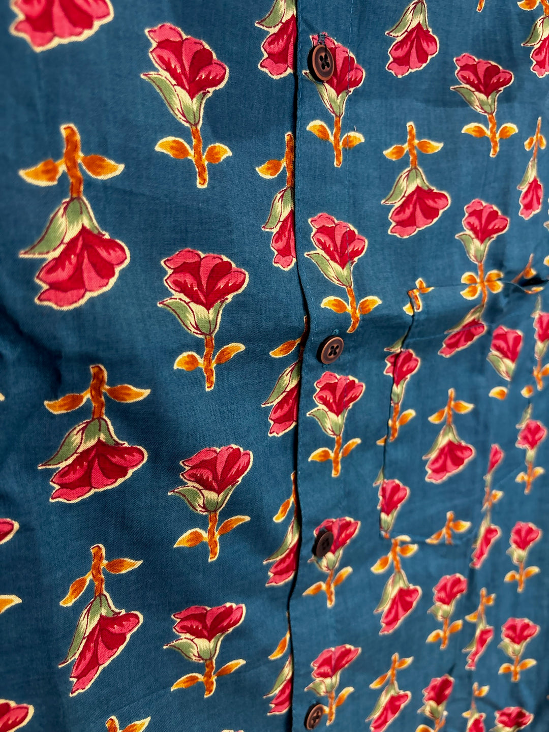 Blue Handblock Printed 100% Cotton Shirt For Men – Regular Fit - 109