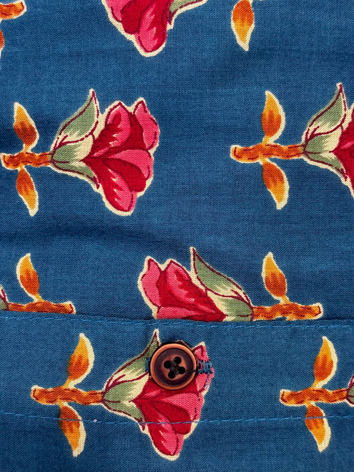 Blue Handblock Printed 100% Cotton Shirt For Men – Regular Fit - 109