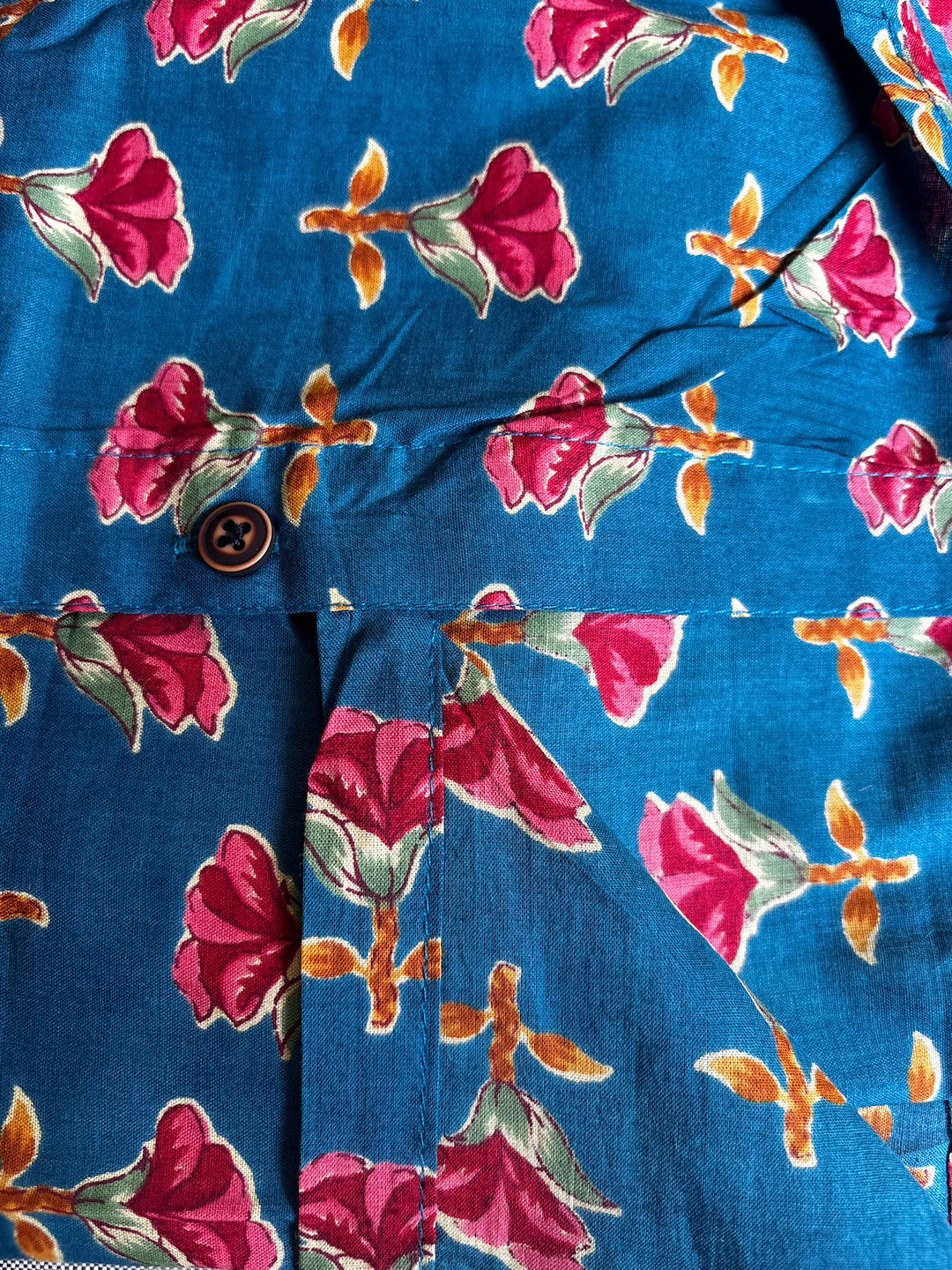 Blue Handblock Printed 100% Cotton Shirt For Men – Regular Fit - 109