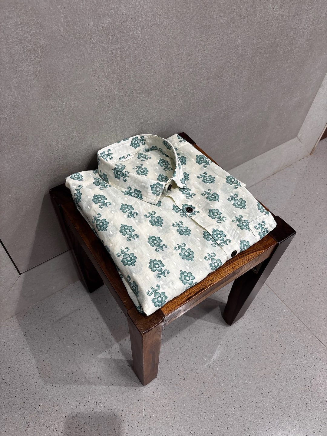 White Handblock Printed 100% Cotton Shirt For Men – Regular Fit - 111