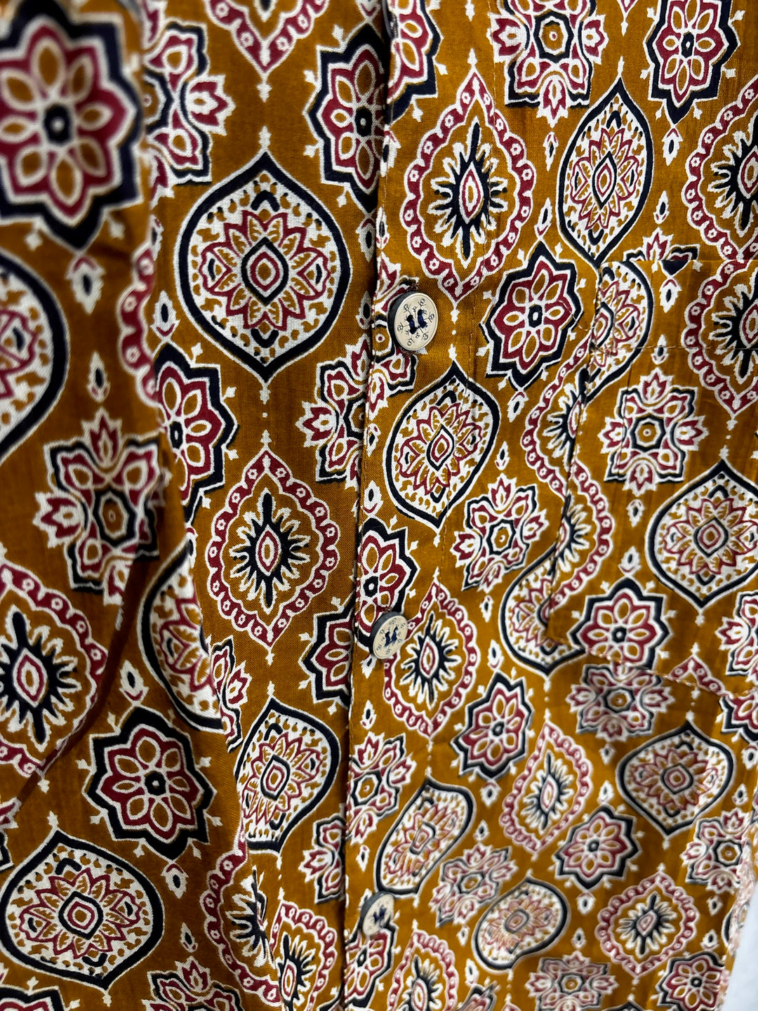Yellow Handblock Printed 100% Cotton Shirt For Men – Regular Fit - 115