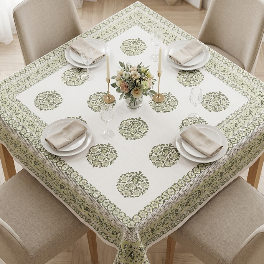 Jaipuri Square Cotton Table Cover(40 X 40 Inches) - 107