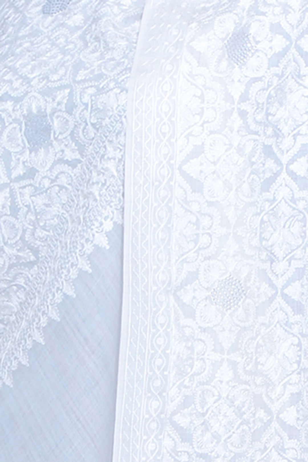 White Aari 100% Fine Wool Stole - 190