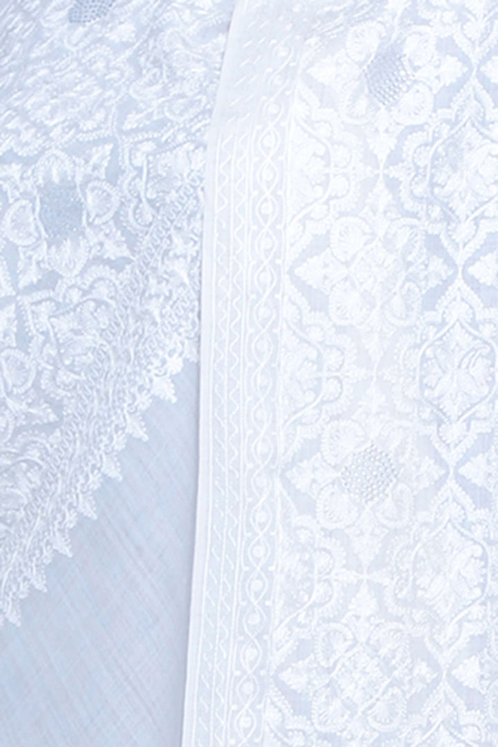 White Aari 100% Fine Wool Stole - 190