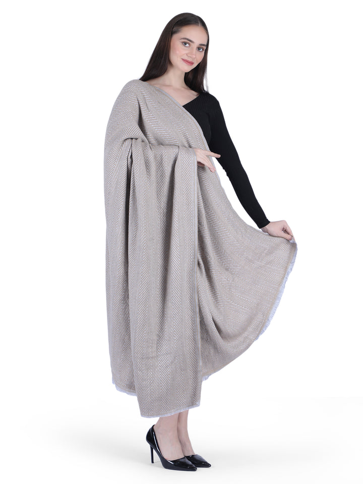 Him/Her Herringbone Mix Wool Shawl - Grey- 126