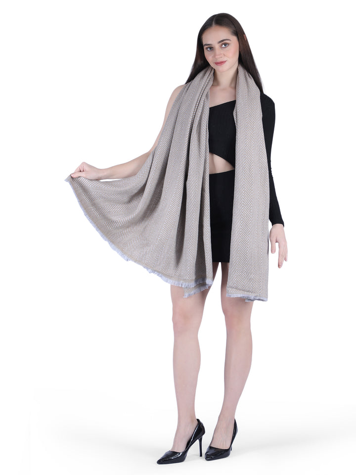 Him/Her Herringbone Mix Wool Shawl - Grey- 126