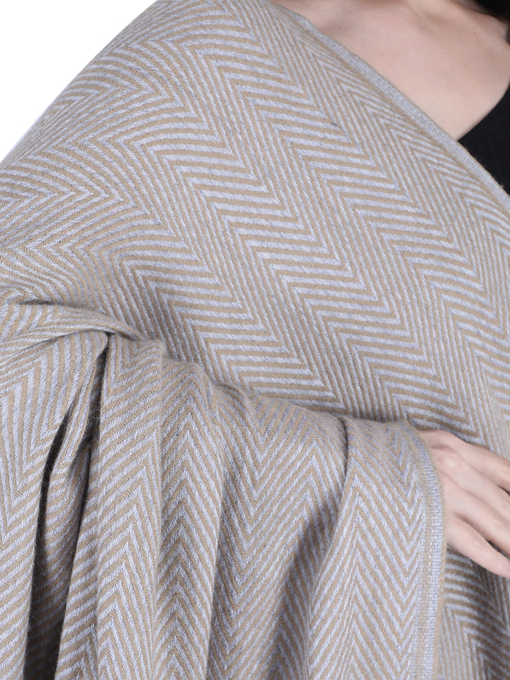 Him/Her Herringbone Mix Wool Shawl - Grey- 126