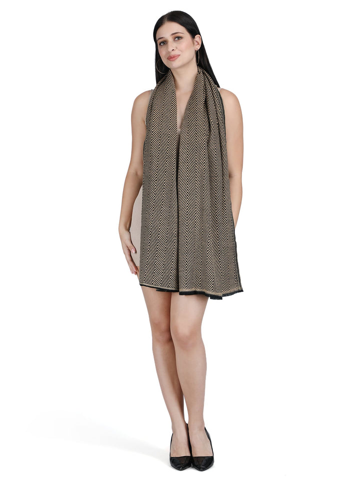 Him/Her Herringbone Mix Wool Unisex Shawl- Dark Brown -127