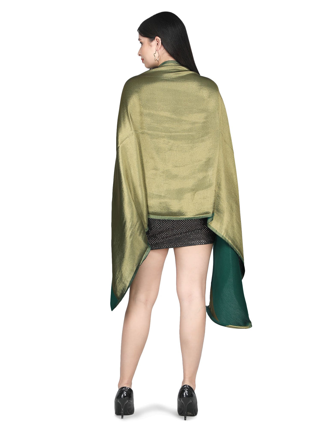 Him/Her Green Zari Reversible 100% Fine Wool Stole- 309