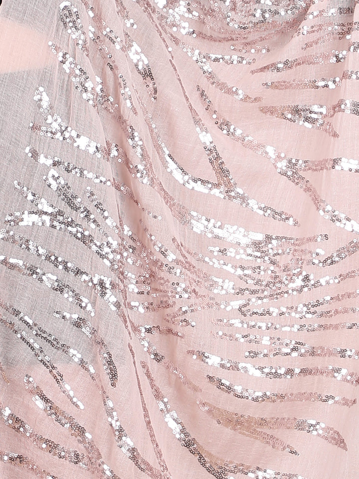 Pink Waves Sequins 100% Fine Wool Stole- 323