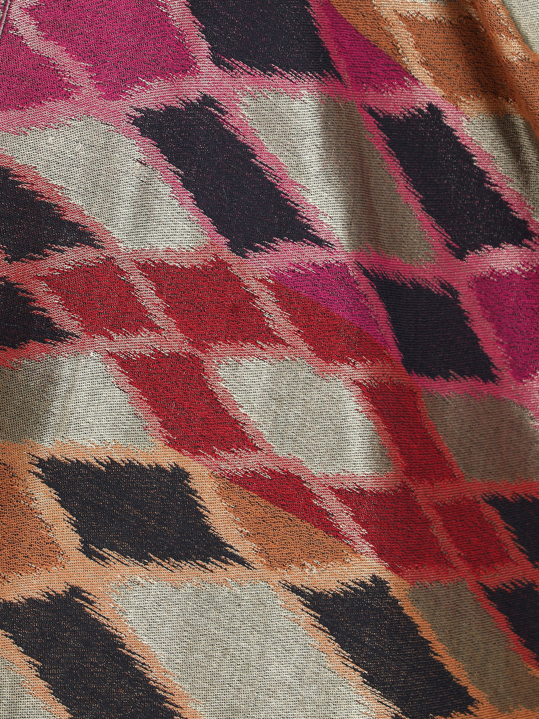 Noor Zari Ikat Weave 100% Fine Wool Stole - Multicolour- 338