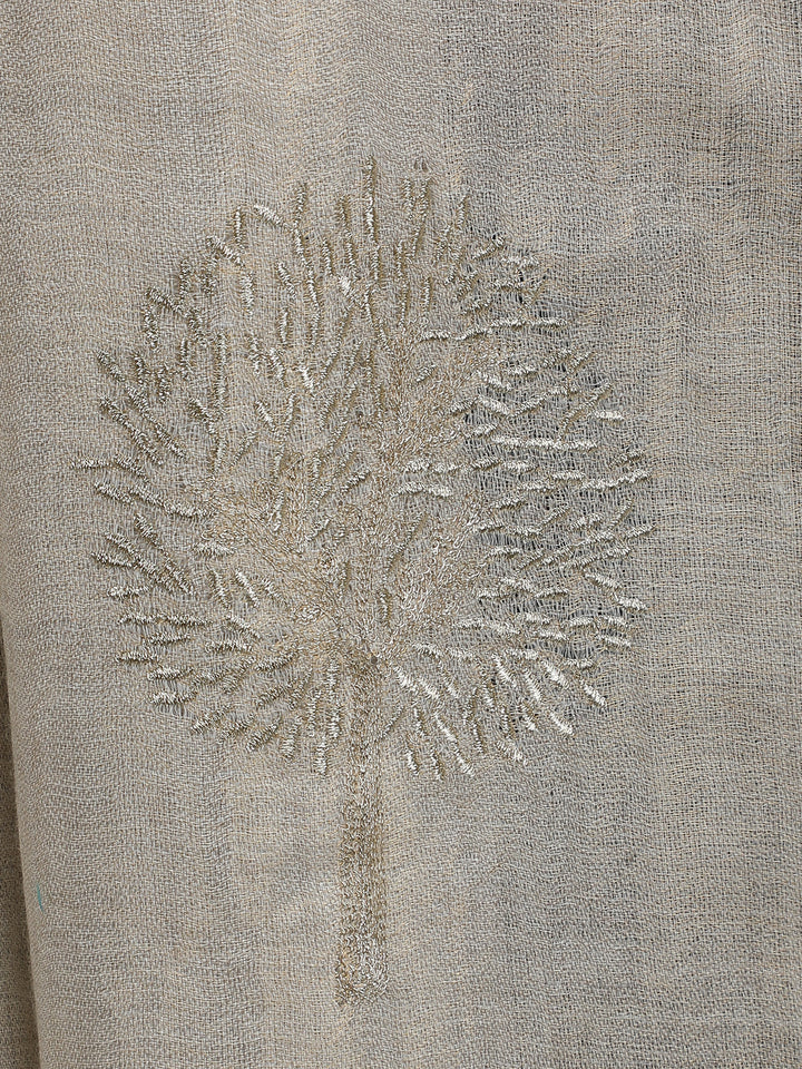 Ivory Moonlight Gold Tree 100% Fine Wool Stole- 346