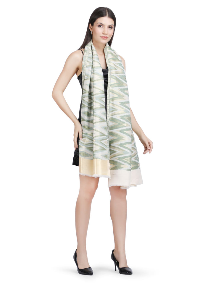 Zari Ikat Diamond Weave Stole - Pink- 381