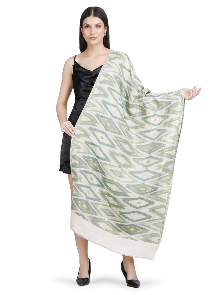 Zari Ikat Diamond Weave Stole - Pink- 381