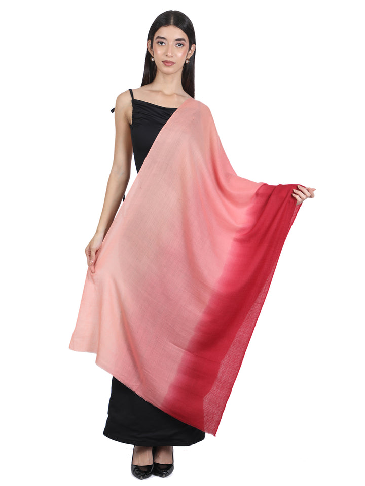 Peach Crimson Ombre 100% Fine Wool Stole- 421