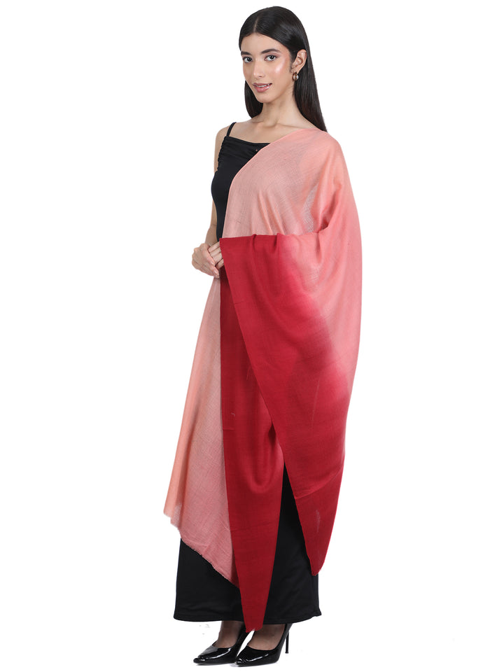 Peach Crimson Ombre 100% Fine Wool Stole- 421