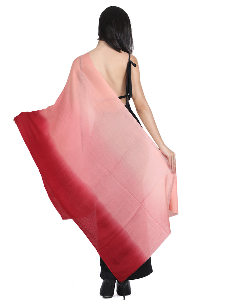 Peach Crimson Ombre 100% Fine Wool Stole- 421