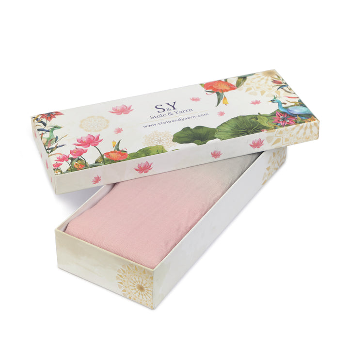 Blush Pink Ombre 100% Fine Wool Stole - 424