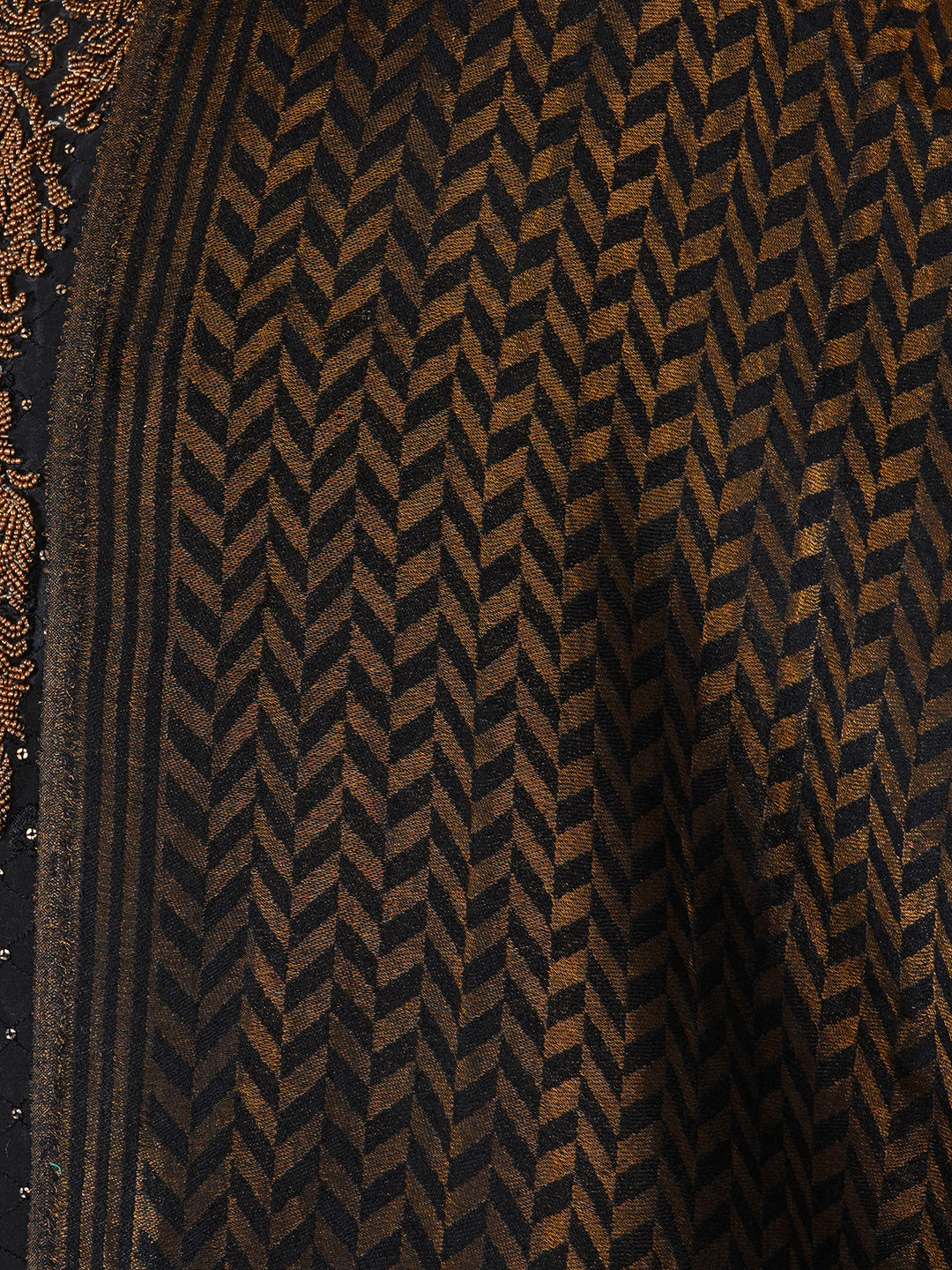 Men's Wool Shawl — Dark Brown & Navy Diamond Jacquard - 479