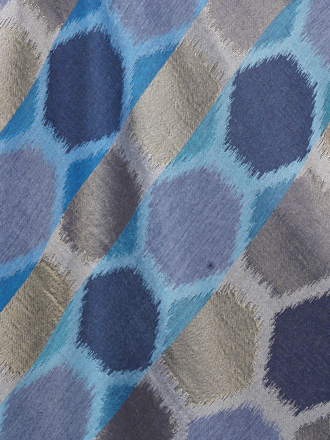 Blue Ikat Zari Mix Wool Stole  - 508