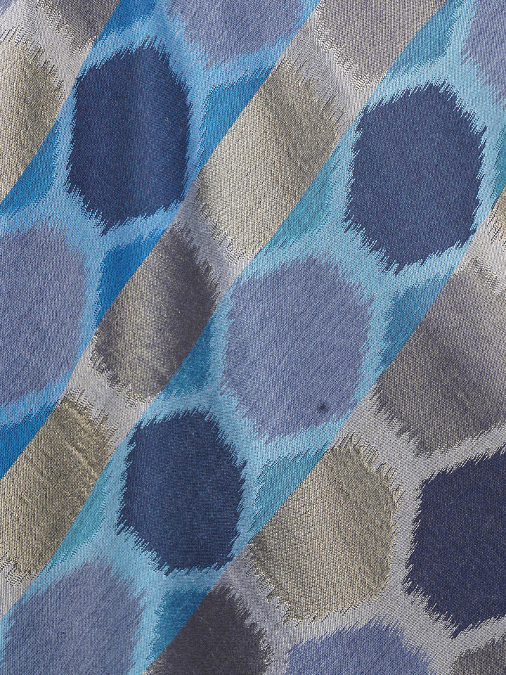 Blue Ikat Zari Mix Wool Stole  - 508
