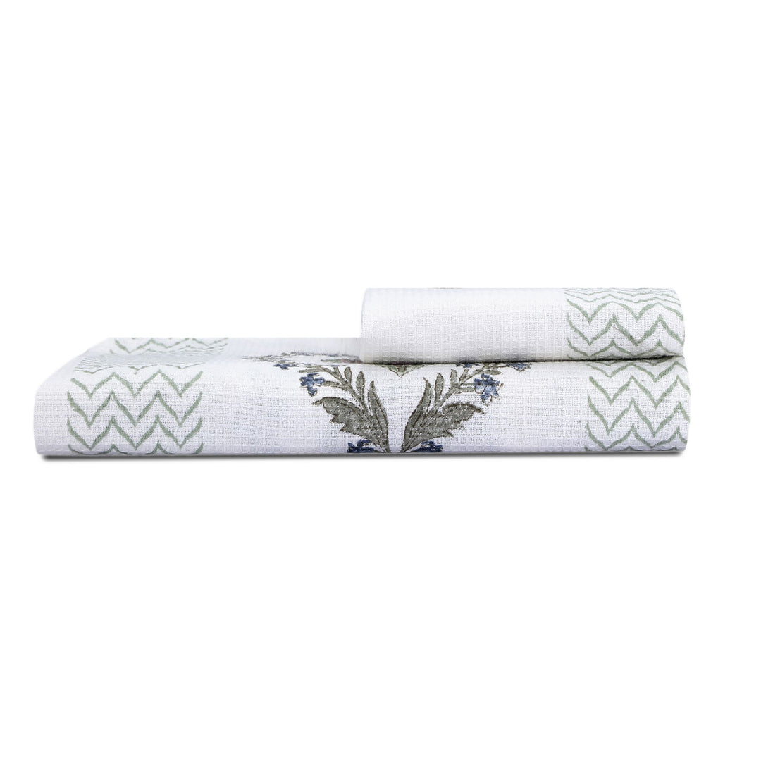100% COTTON FLORAL WAFFLE TOWEL -  (SET OF 2 SMALL (20 X 30 INCHES) & 1 BIG (60 X 30 INCHES) - 103