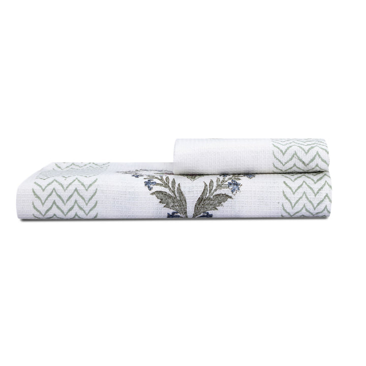 100% COTTON FLORAL WAFFLE TOWEL -  (SET OF 2 SMALL (20 X 30 INCHES) & 1 BIG (60 X 30 INCHES) - 103