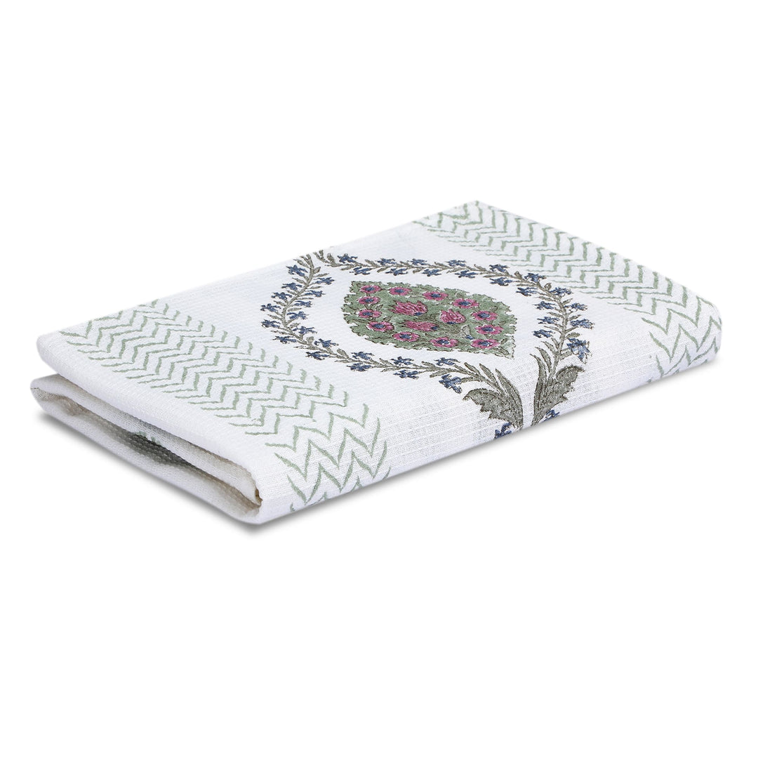 100% COTTON FLORAL WAFFLE TOWEL -  (SET OF 2 SMALL (20 X 30 INCHES) & 1 BIG (60 X 30 INCHES) - 103