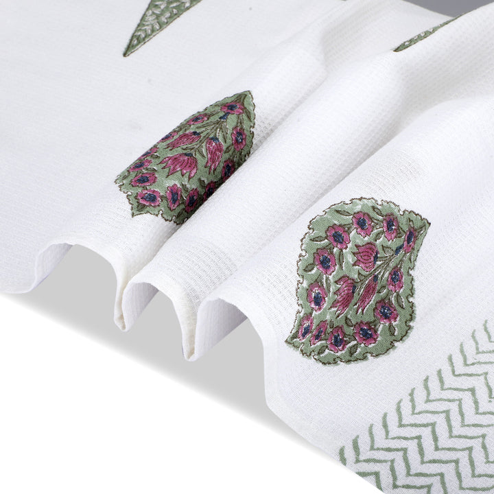 100% COTTON FLORAL WAFFLE TOWEL -  (SET OF 2 SMALL (20 X 30 INCHES) & 1 BIG (60 X 30 INCHES) - 103
