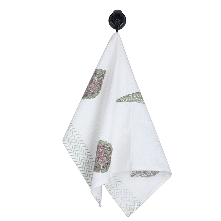 100% COTTON FLORAL WAFFLE TOWEL -  (SET OF 2 SMALL (20 X 30 INCHES) & 1 BIG (60 X 30 INCHES) - 103