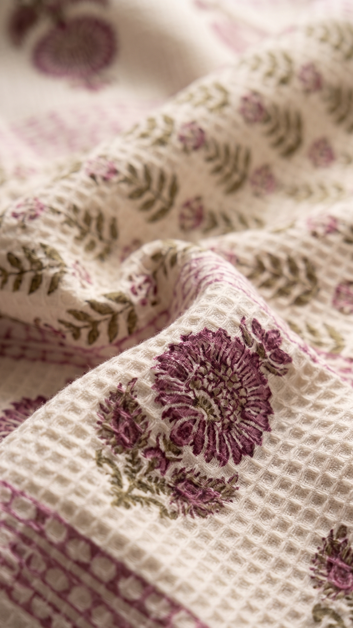 100% COTTON FLORAL WAFFLE TOWEL - SIZE 60 X 30 INCHES - 108