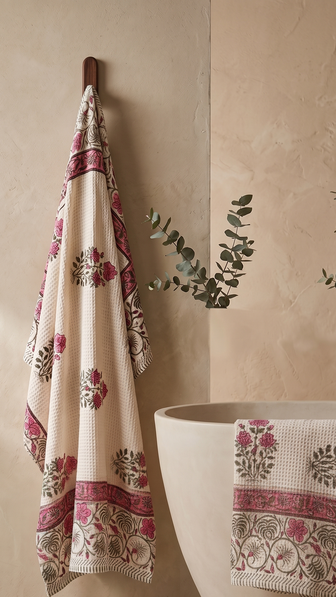 100% COTTON FLORAL WAFFLE TOWEL - SIZE 60 X 30 INCHES - 109