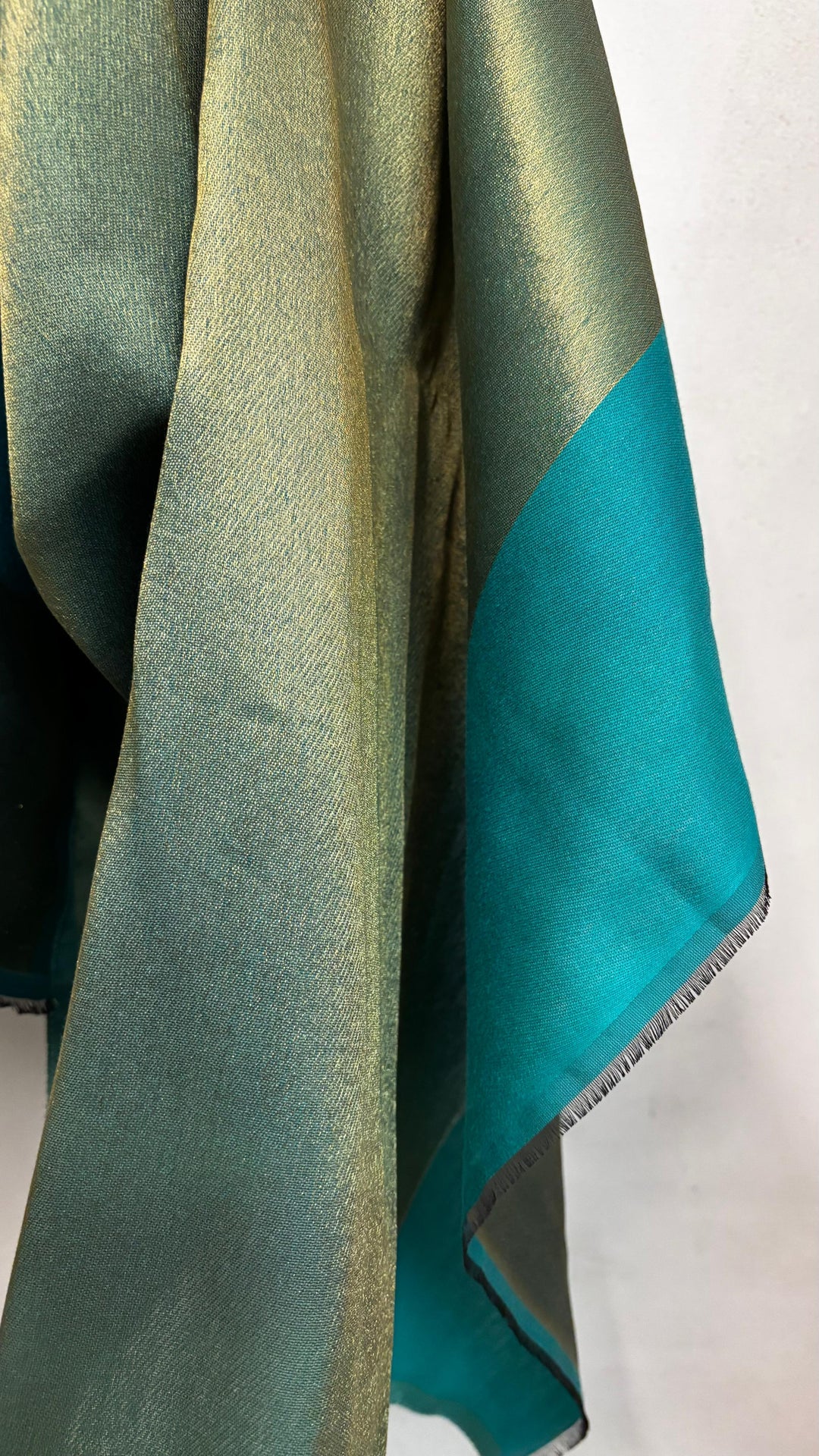 Him/Her Teal Blue Zari Reversible 100% Fine Wool Stole- 310