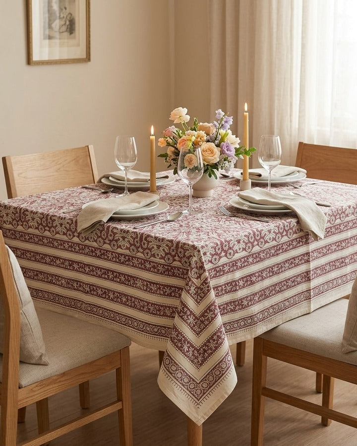 Jaipuri 6 Seater Cotton Dining Table Cover(60 X 90 Inches) - SNY8179