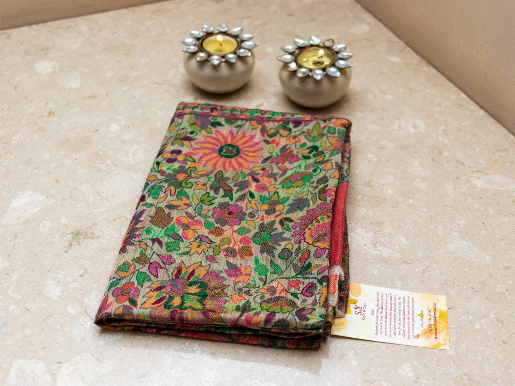 Zari Kani Jamawar Fine Wool Stole - 3