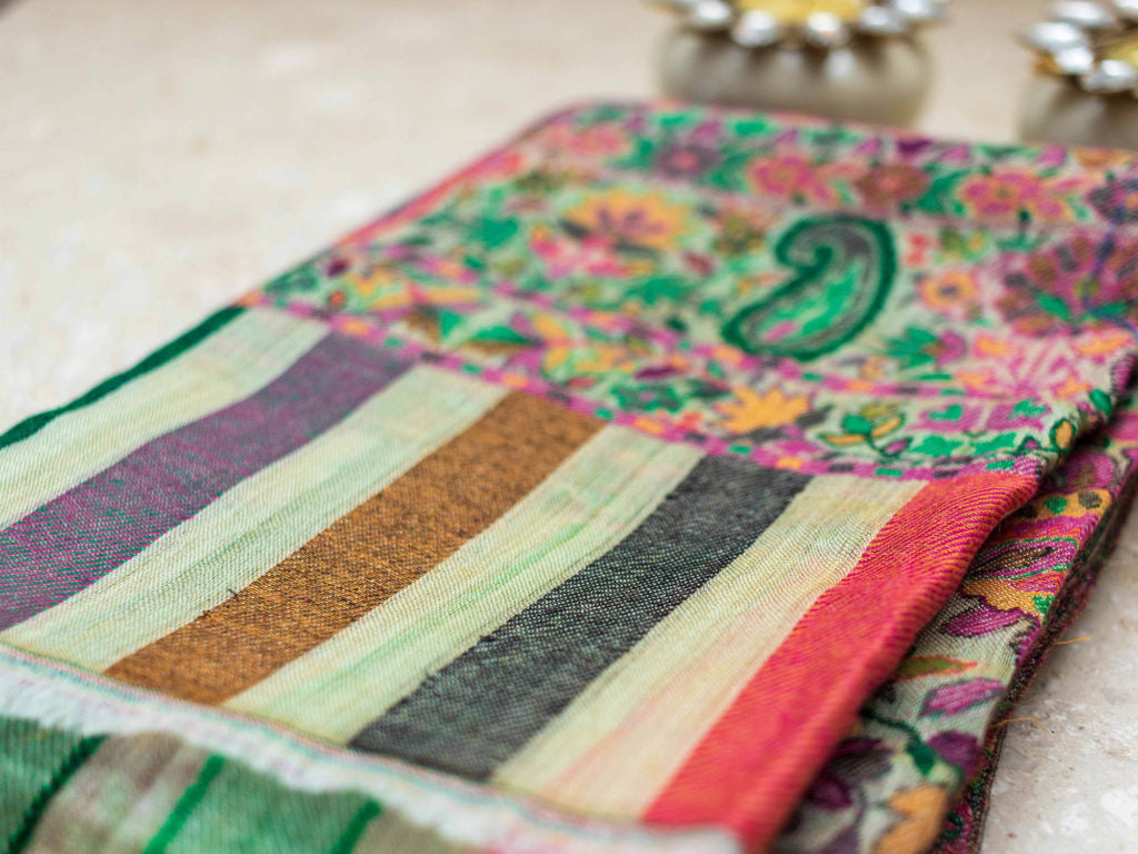 Zari Kani Jamawar Fine Wool Stole - 3
